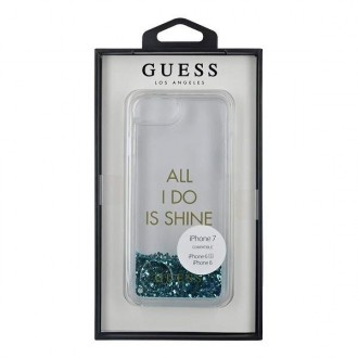 Guess GUHCP7GLUQBL iPhone 6/7/8 /SE 2020 / SE 2022 modrý/modrý pevný obal Liquid Glitter Party