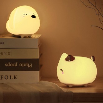 Baseus silikonová LED noční lampa pro děti 3 režimy svícení bílý pes (DGAM-B02)
