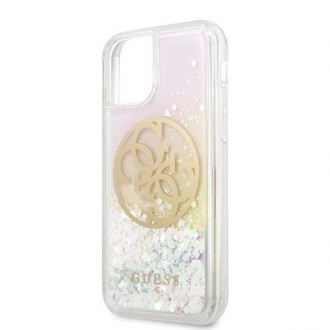 Pevné pouzdro Guess GUHCN58LGIRGP iPhone 11 Pro Gradient Liquid Glitter Circle Logo