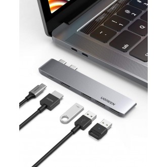 Ugreen multifunctional HUB 2x USB Type C to USB Type C PD (Thunderbolt 3, 100W, 4K @ 60 Hz, 10 Gbps) / HDMI 4K @ 30 Hz / 3x USB 3.0 for MacBook Pro /