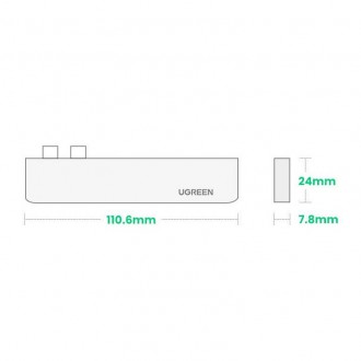 Ugreen multifunctional HUB 2x USB Type C to USB Type C PD (Thunderbolt 3, 100W, 4K @ 60 Hz, 10 Gbps) / HDMI 4K @ 30 Hz / 3x USB 3.0 for MacBook Pro /