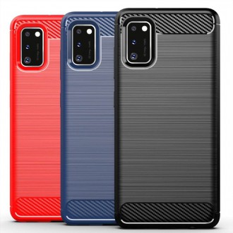 Carbon Case Flexible Cover TPU Case for Samsung Galaxy A41 blue