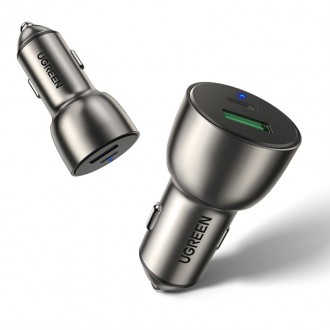 Ugreen nabíječka do auta USB / USB typu C Quick Charge 3.0 Napájení 36 W 3 A šedá (CD213 60980)