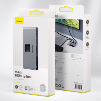 [RETURNED ITEM] Baseus bidirectional HDMI - 2x HDMI splitter switcher 4K / 30 Hz gray (CAHUB-BC0G)