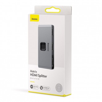 [RETURNED ITEM] Baseus bidirectional HDMI - 2x HDMI splitter switcher 4K / 30 Hz gray (CAHUB-BC0G)