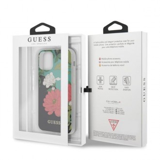 Guess GUHCN65IMLFL01 iPhone 11 Pro Max černá/černá květinová kolekce N°1