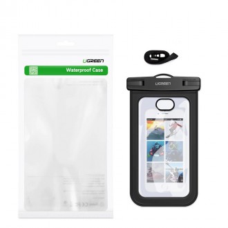 Ugreen universal waterproof cover phone case (max 6.0``) for swimming pool by the water IPX8 black (50919 LP186)