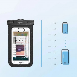 Ugreen universal waterproof cover phone case (max 6.0``) for swimming pool by the water IPX8 black (50919 LP186)