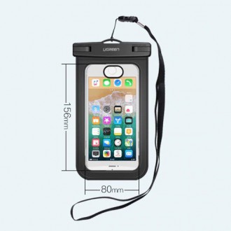Ugreen universal waterproof cover phone case (max 6.0``) for swimming pool by the water IPX8 black (50919 LP186)