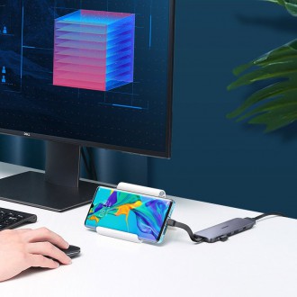 Ugreen 5in1 multi-functional HUB USB Type C - HDMI / 3x USB 3.2 Gen 1 (5 Gbps) / USB Type C Power Delivery 100 W 20 V 5 A gray (70408 CM285)