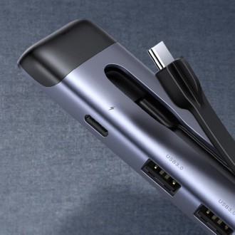 Ugreen 5in1 multi-functional HUB USB Type C - HDMI / 3x USB 3.2 Gen 1 (5 Gbps) / USB Type C Power Delivery 100 W 20 V 5 A gray (70408 CM285)