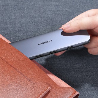 Ugreen 5in1 multi-functional HUB USB Type C - HDMI / 3x USB 3.2 Gen 1 (5 Gbps) / USB Type C Power Delivery 100 W 20 V 5 A gray (70408 CM285)