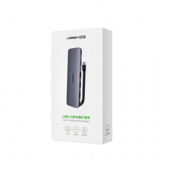 Ugreen 5in1 multi-functional HUB USB Type C - HDMI / 3x USB 3.2 Gen 1 (5 Gbps) / USB Type C Power Delivery 100 W 20 V 5 A gray (70408 CM285)