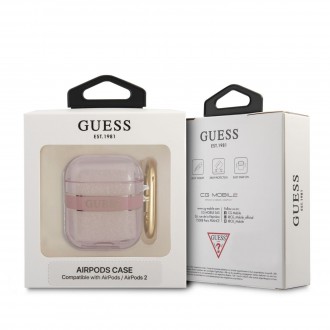 GUA2HHTSP Guess TPU Printed Stripe Pouzdro pro Airpods 1/2 Pink