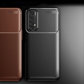 Nárazuvzdorný TPU kryt na telefon Realme 7 černý - uhlíkové vlákna