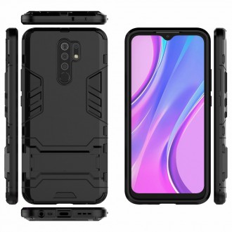 Odolný zadní panzer hybrid kryt na telefon Xiaomi Redmi 9 černý