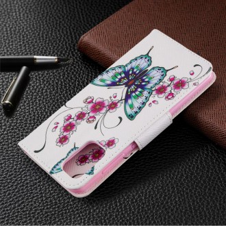 PU kožené knížkové pouzdro pro Samsung Galaxy A41 - Flowers and Butterflies