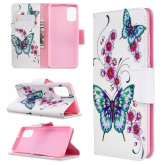 PU kožené knížkové pouzdro pro Samsung Galaxy A41 - Flowers and Butterflies