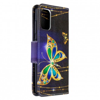 PU kožené knížkové pouzdro pro Samsung Galaxy A41 -  Gold Butterfly