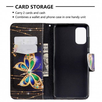 PU kožené knížkové pouzdro pro Samsung Galaxy A41 -  Gold Butterfly