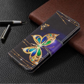 PU kožené knížkové pouzdro pro Samsung Galaxy A41 -  Gold Butterfly