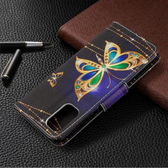 PU kožené knížkové pouzdro pro Samsung Galaxy A41 -  Gold Butterfly