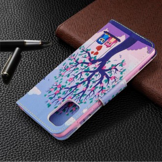 PU kožené knížkové pouzdro pro Samsung Galaxy A41 - Tree and Couple Owls