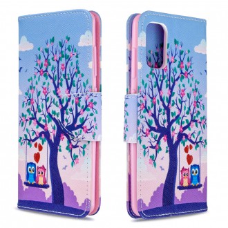 PU kožené knížkové pouzdro pro Samsung Galaxy A41 - Tree and Couple Owls