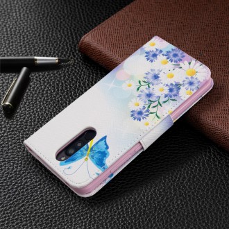 PU kožené knížkové pouzdro pro Xiaomi Redmi 8 - Butterflies and Flowers