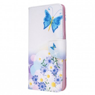 PU kožené knížkové pouzdro pro Xiaomi Redmi 8 - Butterflies and Flowers
