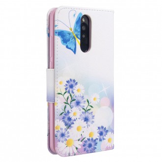 PU kožené knížkové pouzdro pro Xiaomi Redmi 8 - Butterflies and Flowers