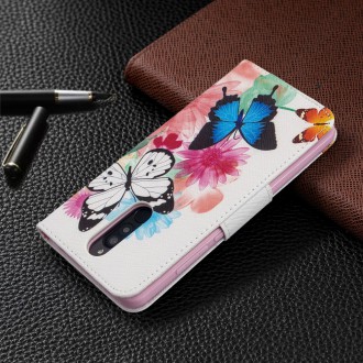 PU kožené knížkové pouzdro pro Xiaomi Redmi 8 - Colorful Butterflies