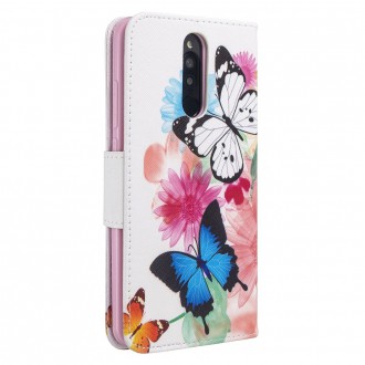 PU kožené knížkové pouzdro pro Xiaomi Redmi 8 - Colorful Butterflies