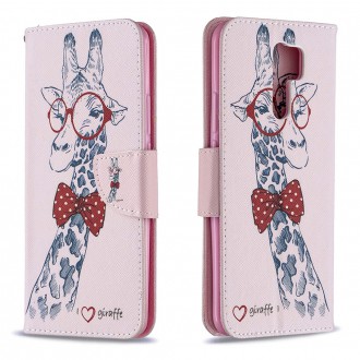 PU kožené knížkové pouzdro pro Xiaomi Redmi 9 - Adorable Giraffe