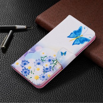 PU kožené knížkové pouzdro pro Xiaomi Redmi 9 - Butterfly and Flowers