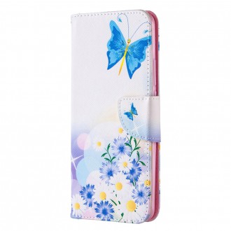 PU kožené knížkové pouzdro pro Xiaomi Redmi 9 - Butterfly and Flowers