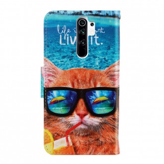 PU kožené knížkové pouzdro pro Xiaomi Redmi 9 - Cat with Glasses