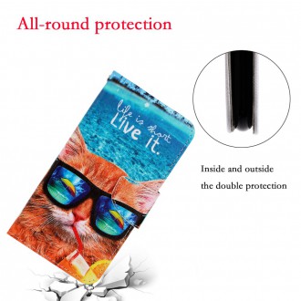 PU kožené knížkové pouzdro pro Xiaomi Redmi 9 - Cat with Glasses