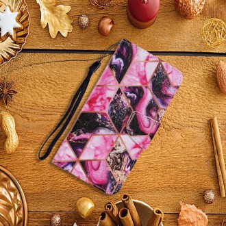 PU kožené knížkové pouzdro pro Xiaomi Redmi Note 9S/Redmi Note 9 Pro/Redmi Note 9 Pro Max- Pink Geometry