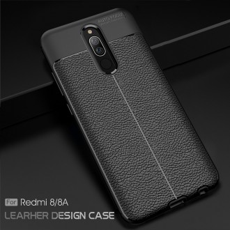 Silikonový obal na telefon Xiaomi Redmi 8 / Redmi 8A - Litchi Texture - Black