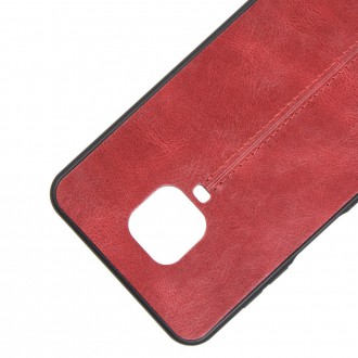 Zadní kožený kryt na telefon Xiaomi Redmi Note 9S/Redmi Note 9 Pro/Redmi Note 9 Pro Max - červený